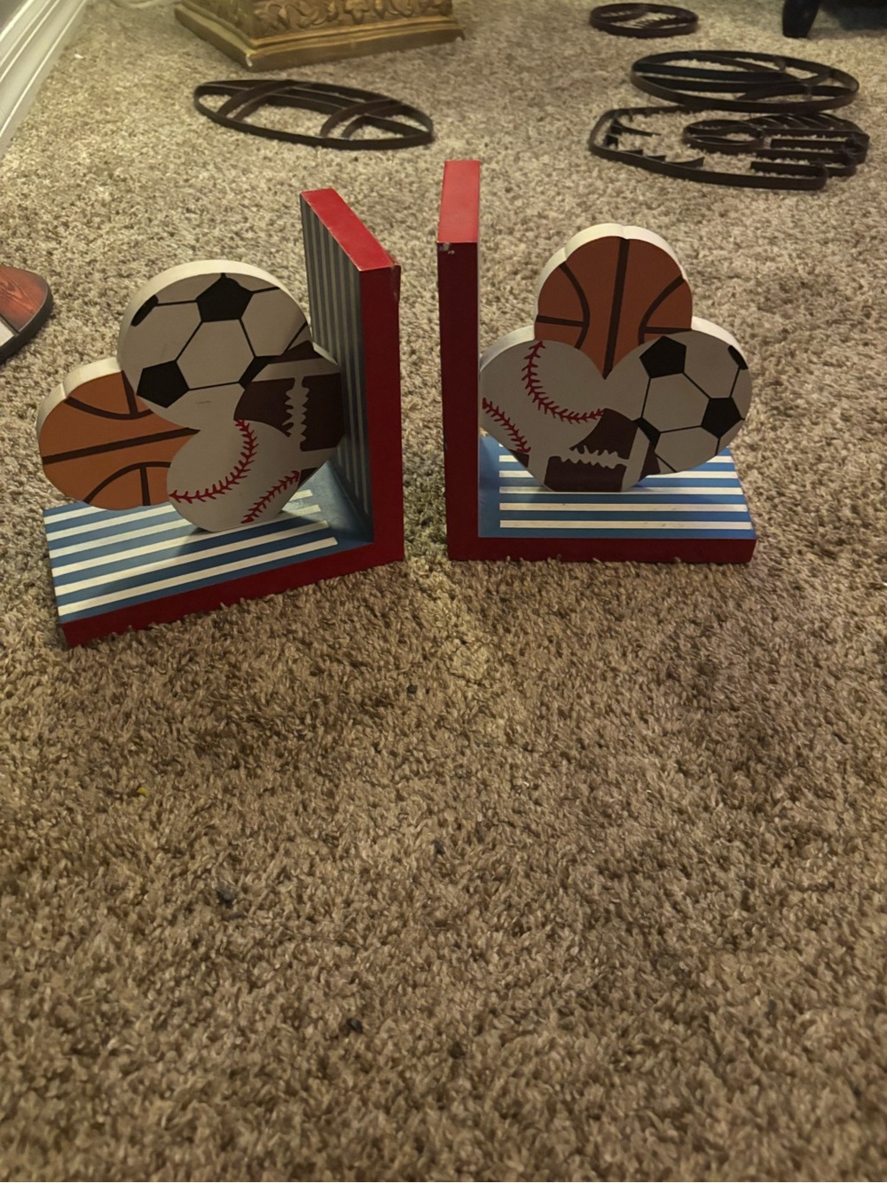 Hobby Lobby Red, Blue, White Sports Heart Bookends